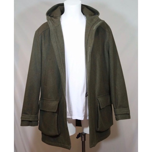 J. Crew Mens Large Dark Green Wool Blend Overcoat - Picture 2 of 8